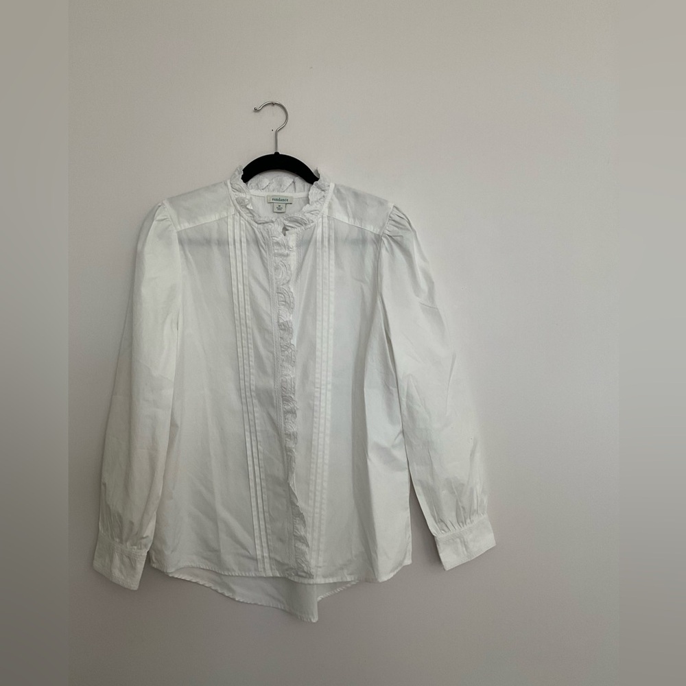 White cotton blouse with eyelet detail. Sundance size M